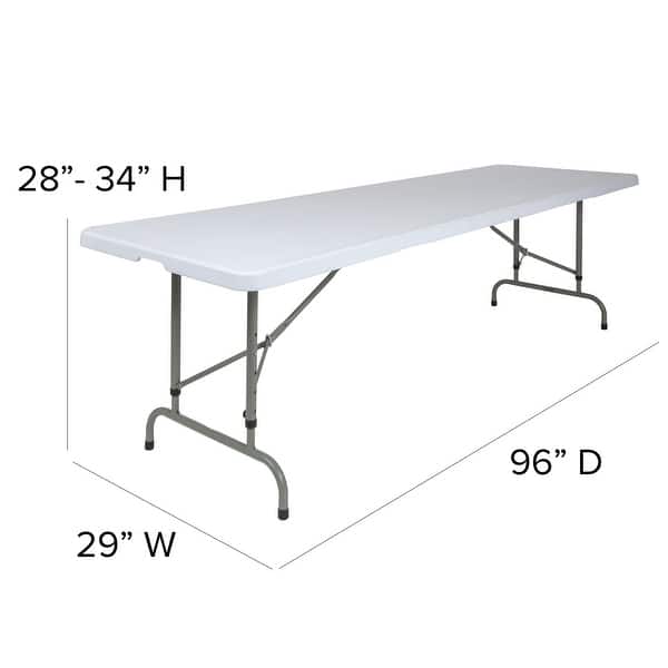 30"W x 96"L Height Adjustable Granite White Plastic Folding Table Bed